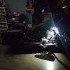 The Electrical Connection Puddle Light Kit mounts to the fairing to illuminate all of the ground and bike.