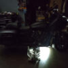 This is the OEM puddle light from Indian illuminated under the motorcyle.