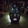 This rear view of the EC puddle light kit showing the light output of the 2 LED lights.